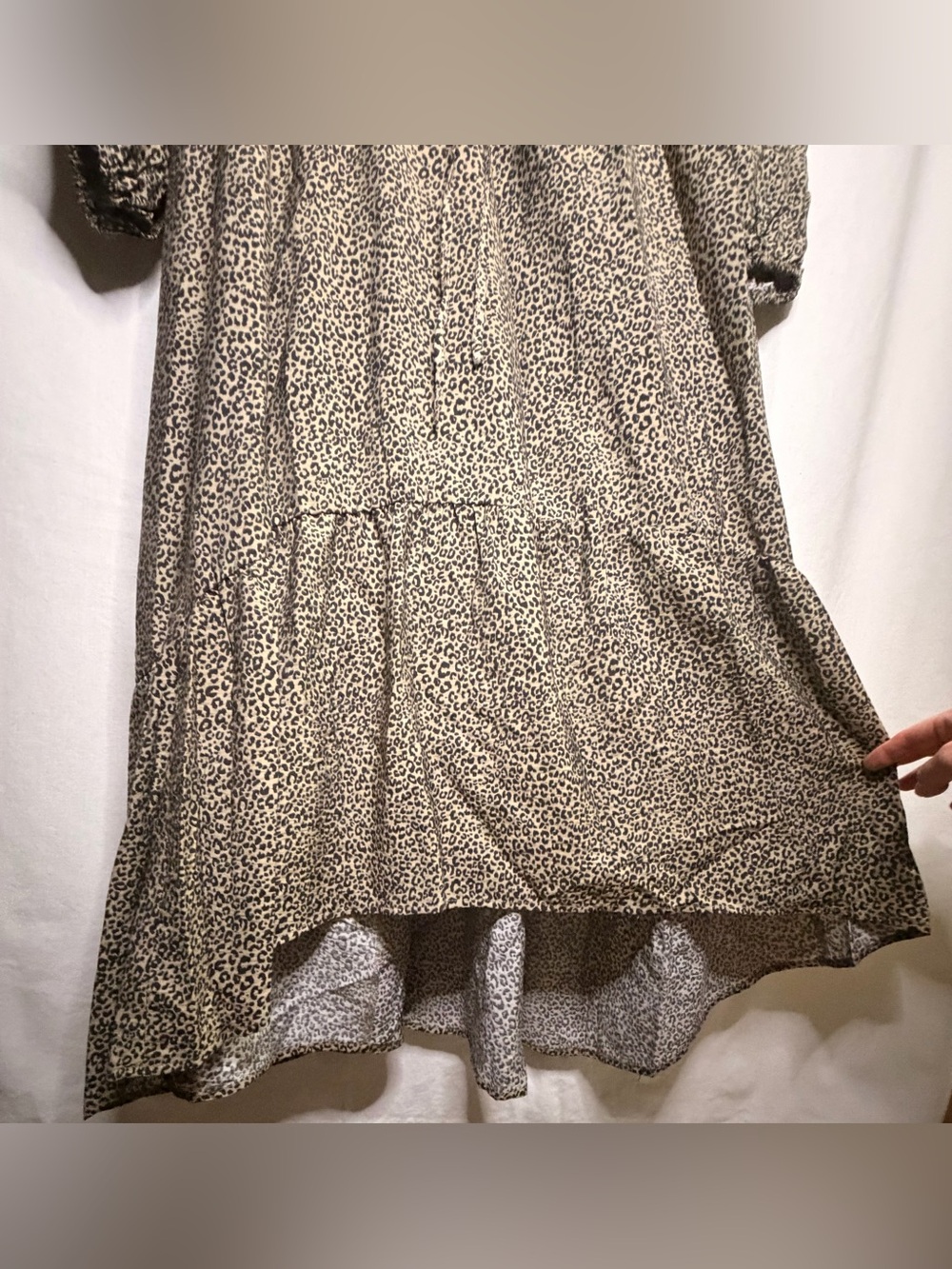 A New Day Women 3X Leopard Print Midi Dress Balloon Long Sleeve Tiered High Low - Picture 10 of 14